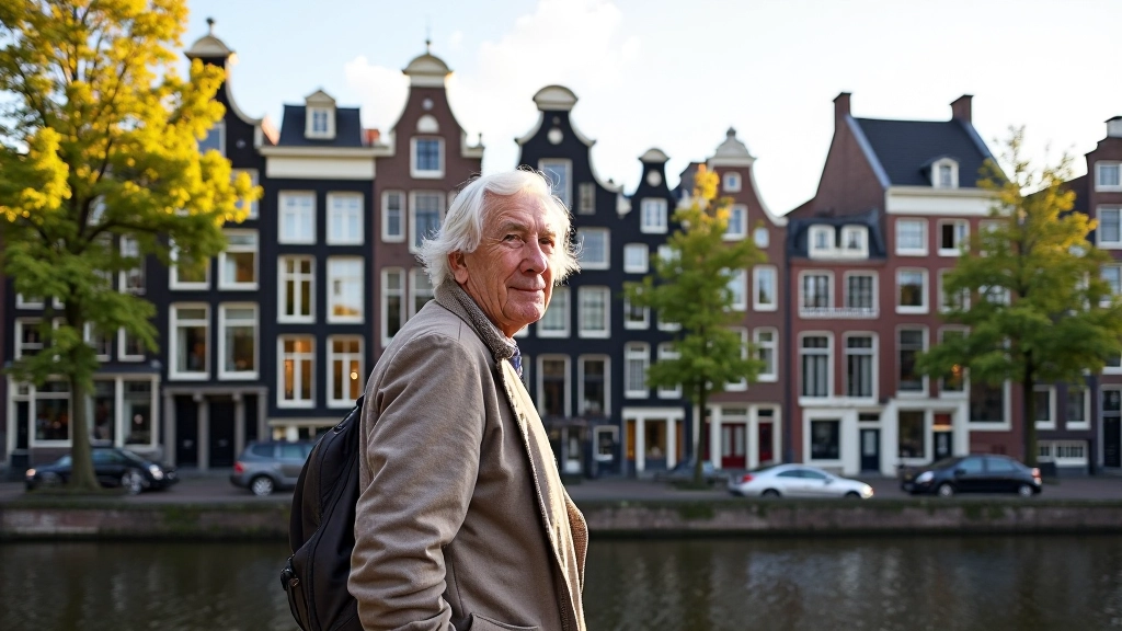 Grachtenpand met klassieke Nederlands Renaissance architectuur en reflectie in water