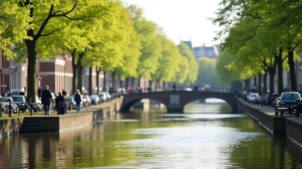 Bankje langs de Gracht in Amsterdam waar wandelaars kunnen uitrusten en het water bekijken