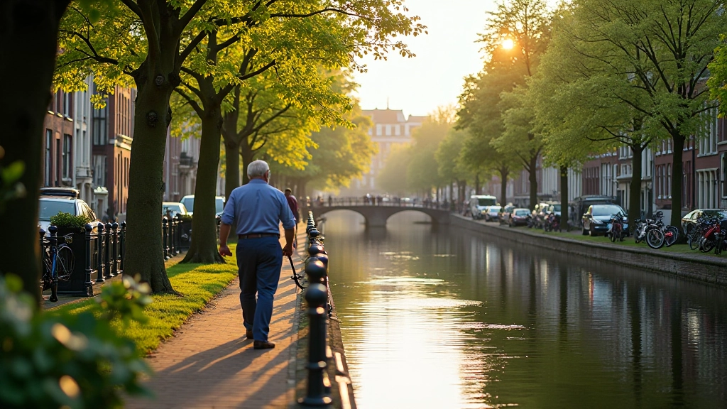 Klassieke grachtenpanden met karakteristieke gevelstenen langs het water in Amsterdam