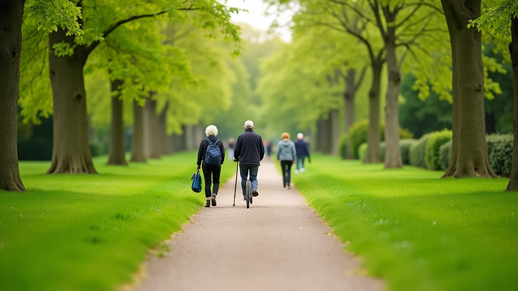 Klassieke Vondelpark route met grasveldes en kunstwerken zichtbaar