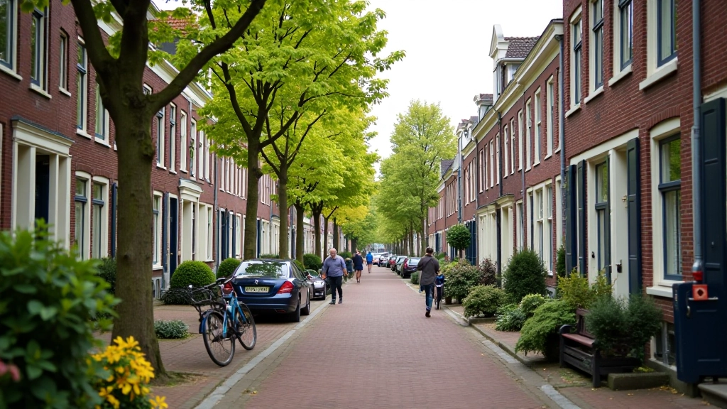 Rustige straat in Amsterdam met typische huizen