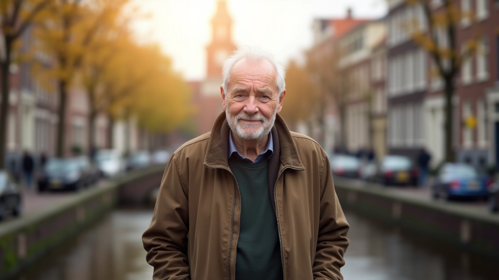 Groep senioren rust uit op een terras langs de grachten in Amsterdam